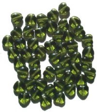 50 8mm Transparent Olive Glass Heart Beads